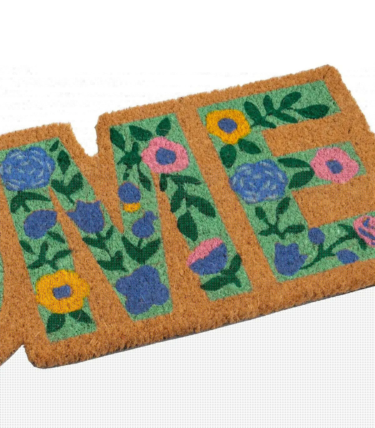 Wadiga Paillasson Coco Long étroit Welcome Fleuri 75x25x1.5cm