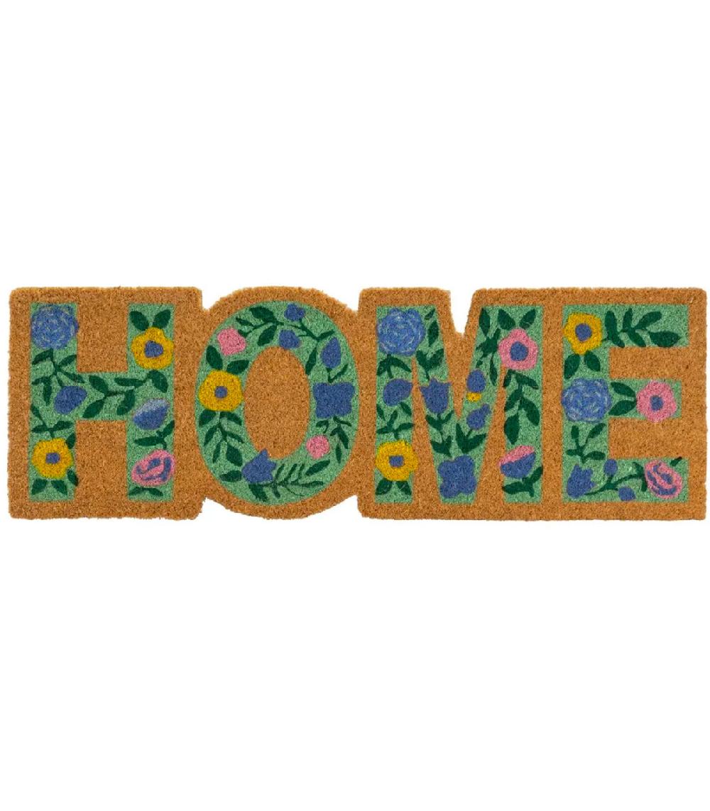 wadiga Paillasson coco long étroit welcome fleuri 75x25x1.5cm