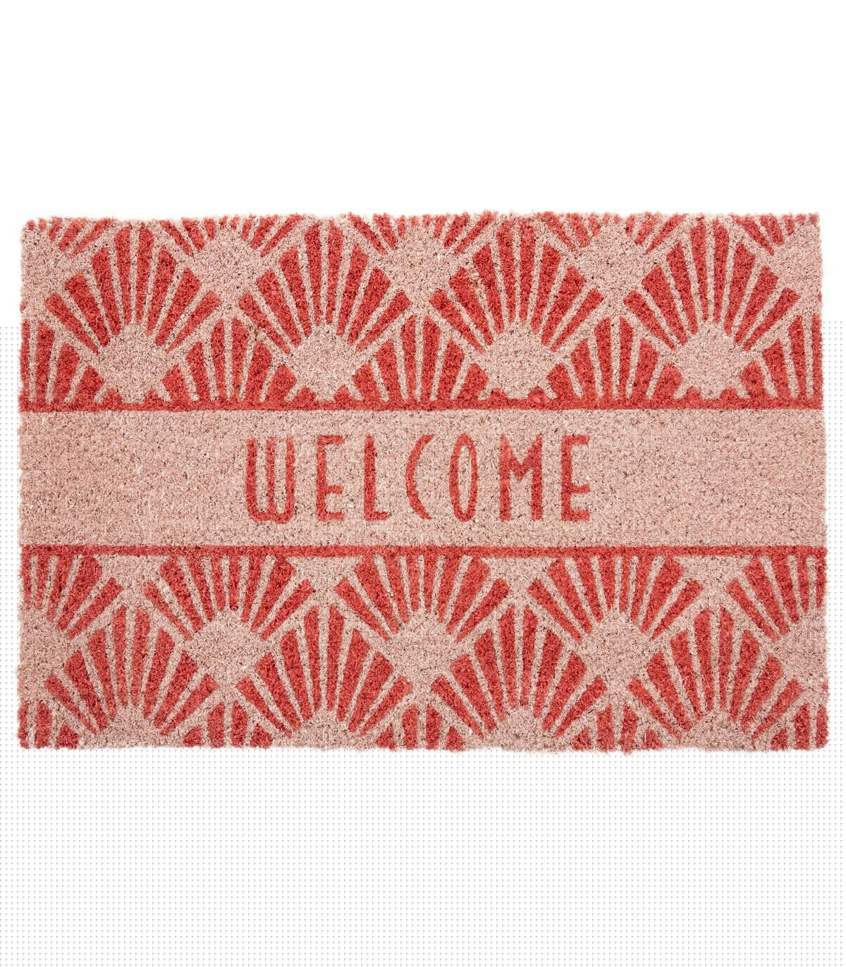 wadiga Paillasson Coco Motifs Art Déco Rose Welcome - 60x40cm
