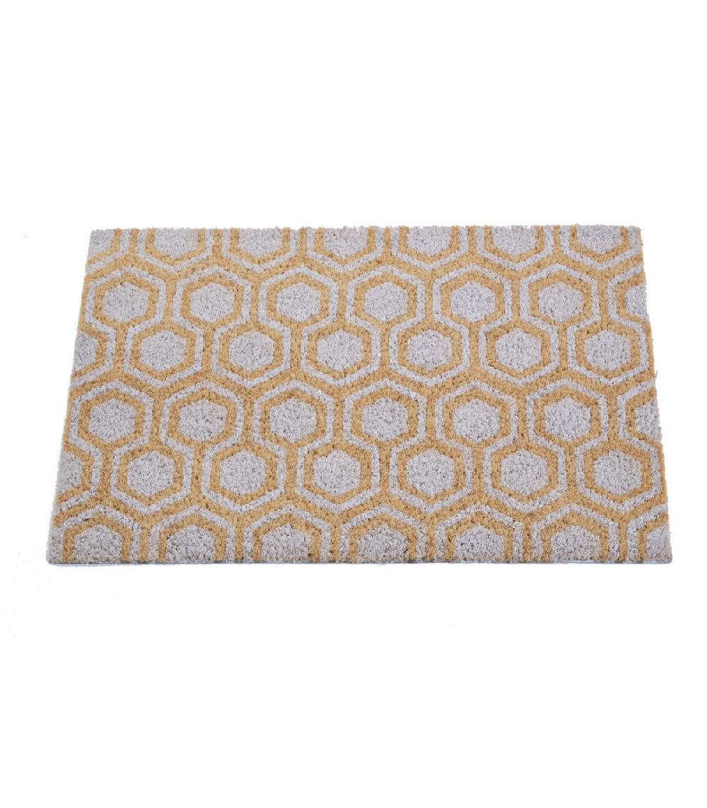 Wadiga Paillasson Coco Motifs Geométriques Blancs - 60x40cm