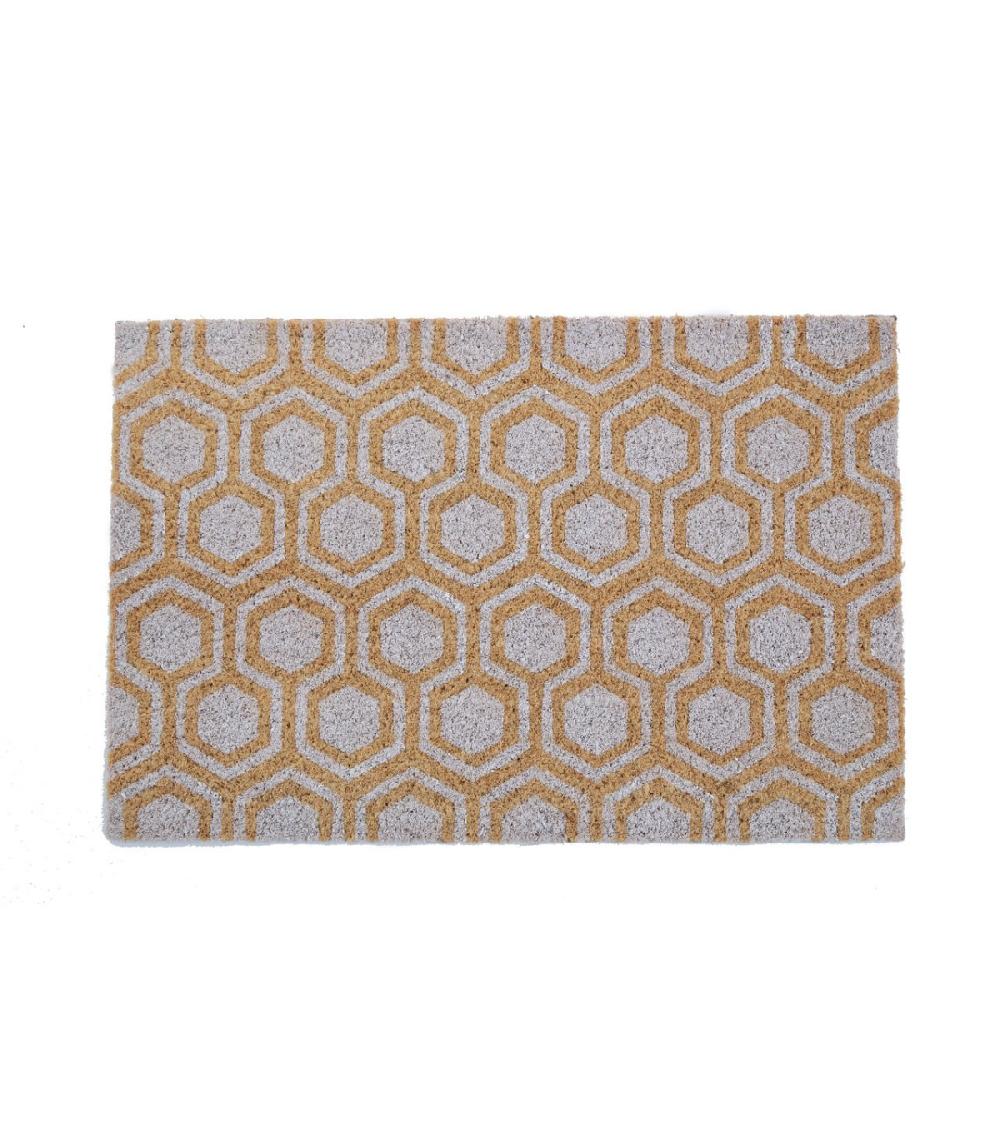 wadiga Paillasson Coco Motifs Geométriques Blancs - 60x40cm