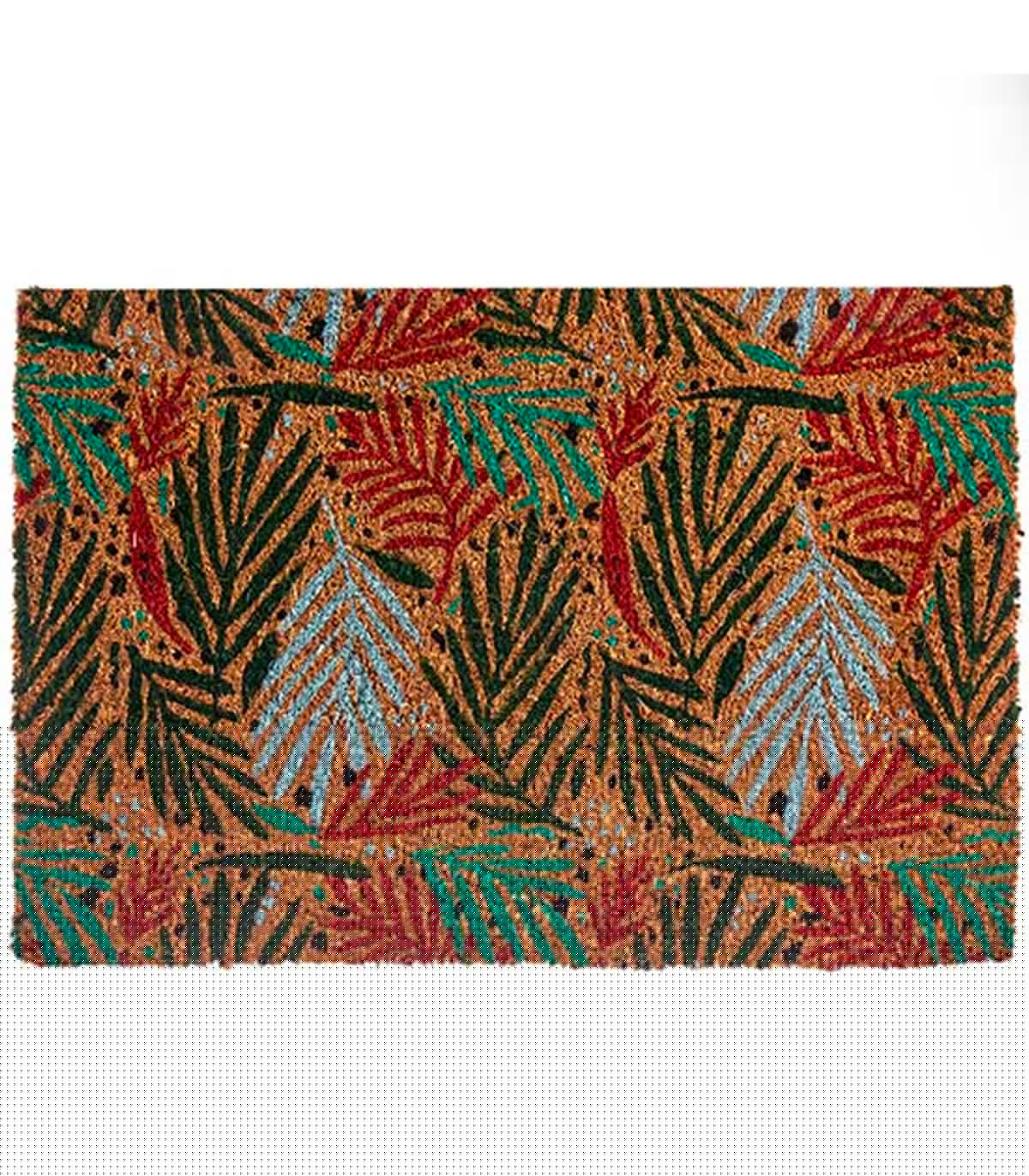 wadiga Paillasson coco multicolore feuilles 60x40x1cm