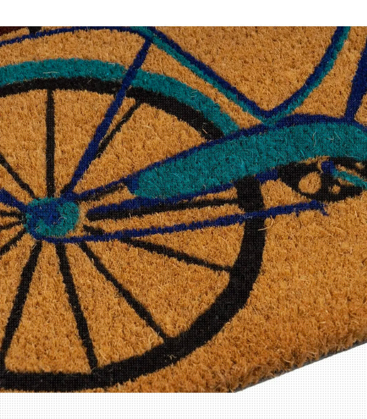 Wadiga Paillasson Coco Multicolore Vélo Fleuri 60x40x1.5cm