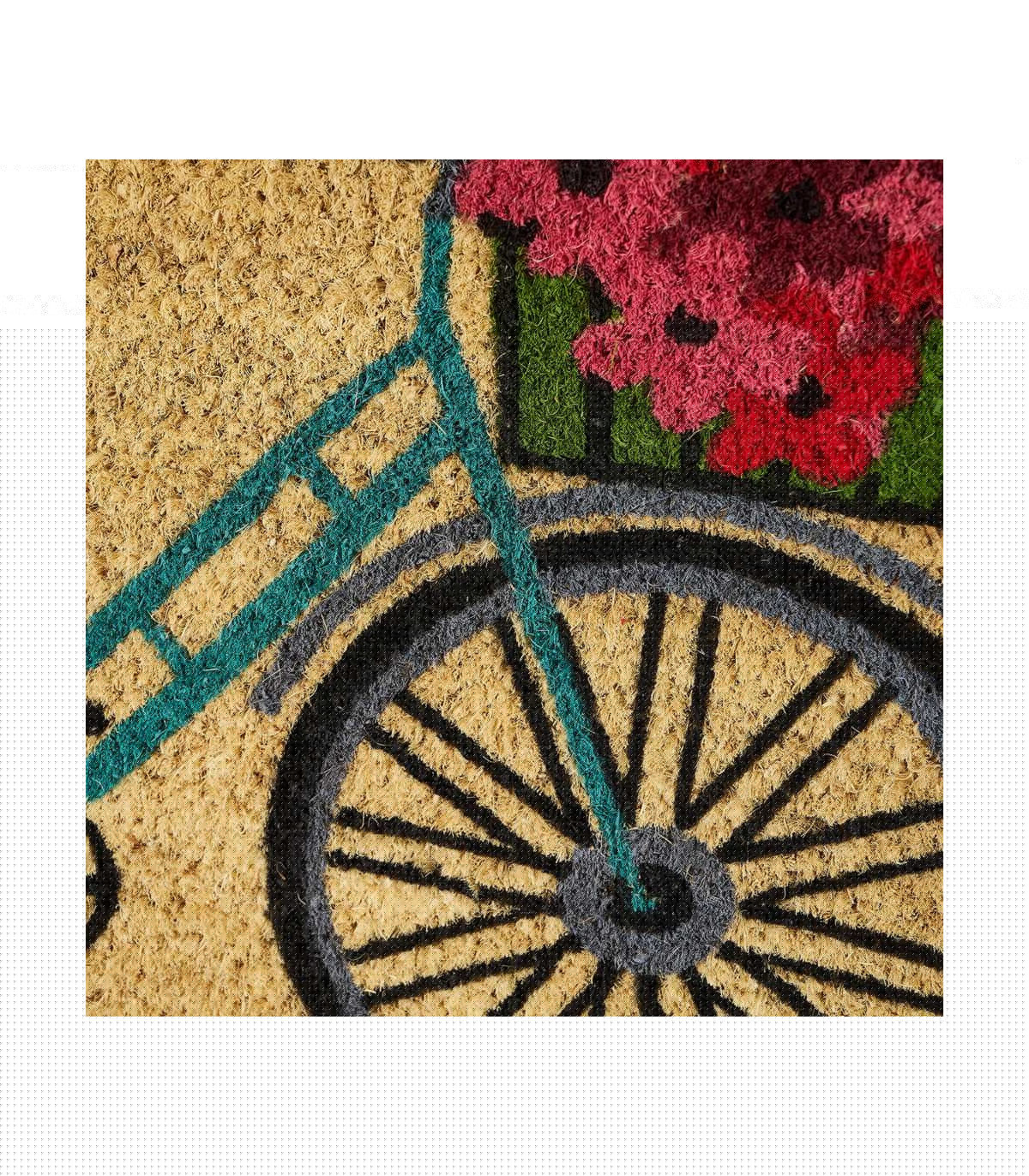 Wadiga Paillasson Coco Multicolore Vélo Fleuri - 60x40x1.5cm