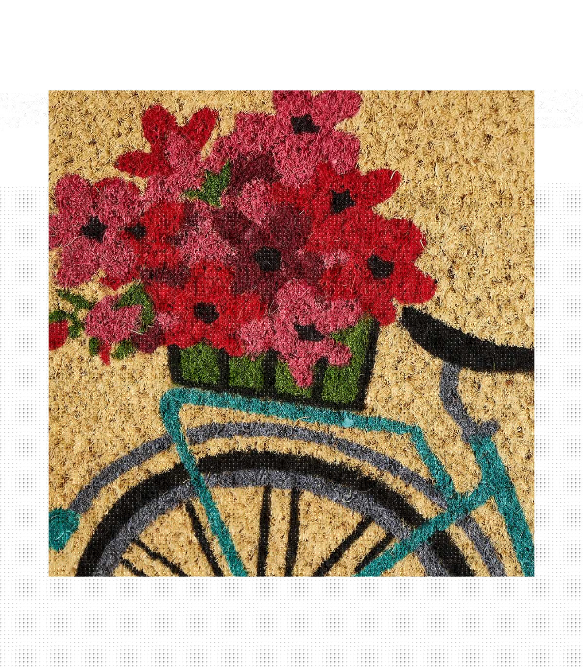 Wadiga Paillasson Coco Multicolore Vélo Fleuri - 60x40x1.5cm