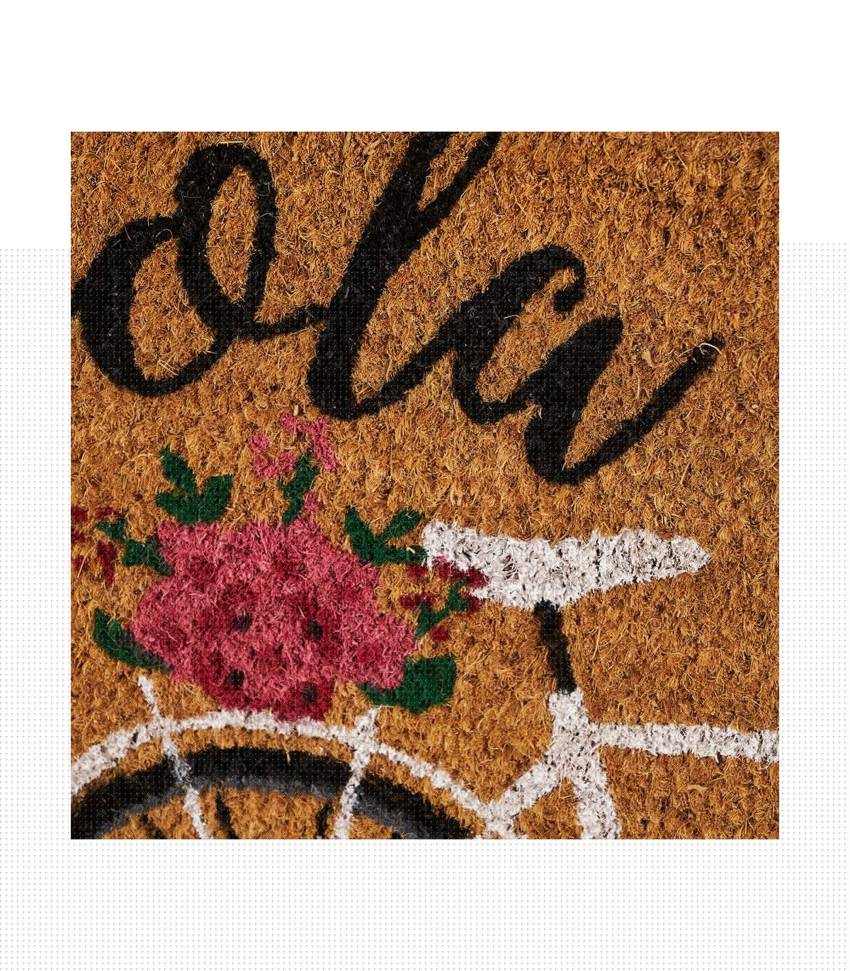 Wadiga Paillasson Coco Multicolore Vélo Fleuri Hola - 60x40x1.5cm
