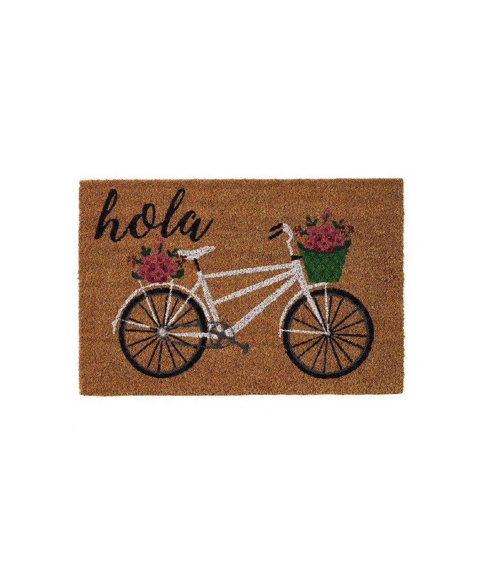 wadiga Paillasson Coco Multicolore Vélo Fleuri Hola - 60x40x1.5cm