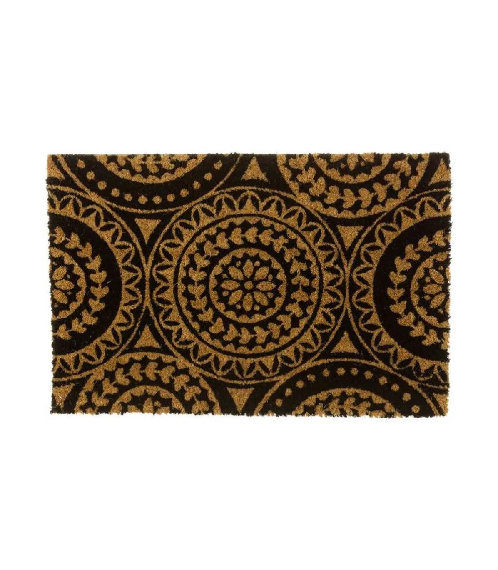 wadiga Paillasson Coco Noir et Marron Mandala - 60x40x1.5cm