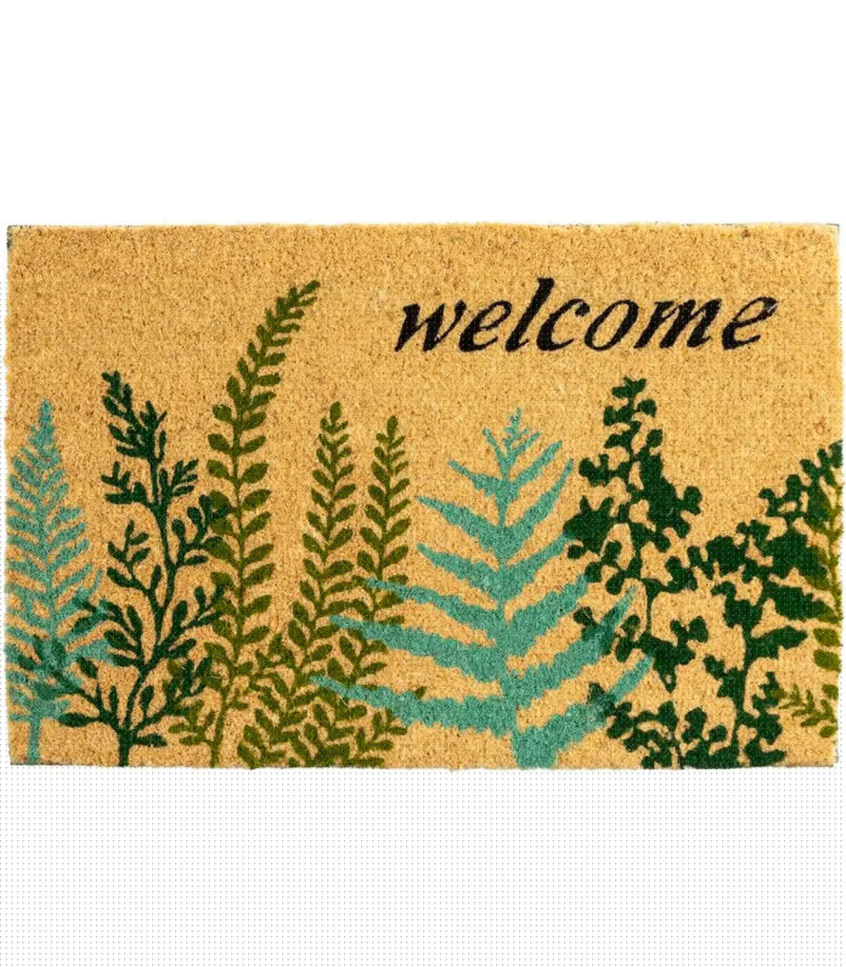 wadiga Paillasson coco welcome fougères 60x40x1.5cm