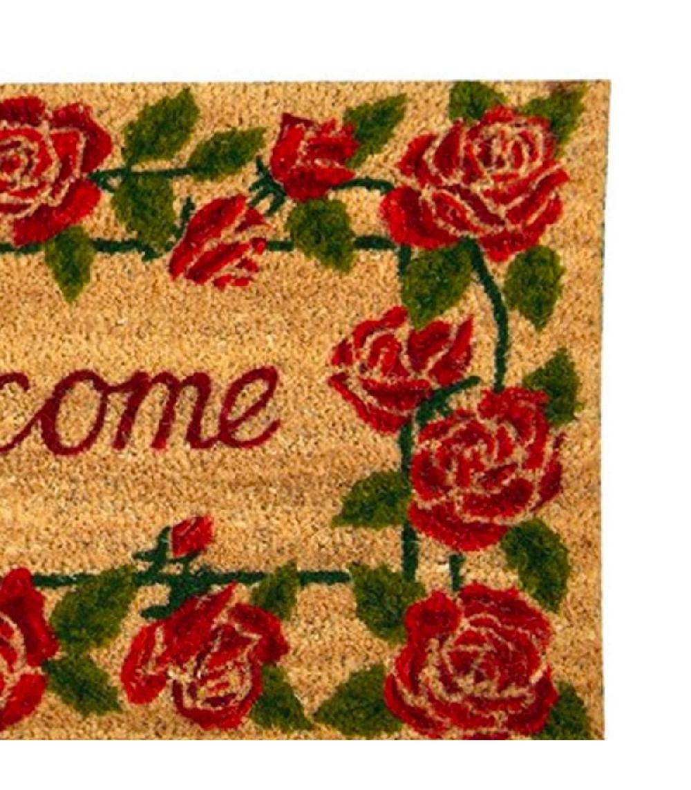 Wadiga Paillasson Coco Welcome Roses Rouges 75x45x1cm
