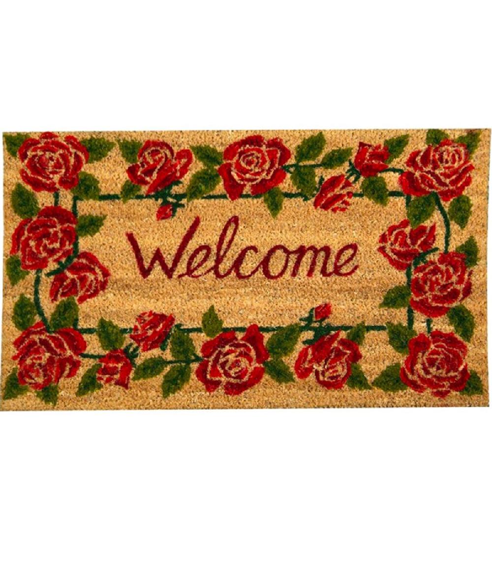 wadiga Paillasson coco welcome roses rouges 75x45x1cm