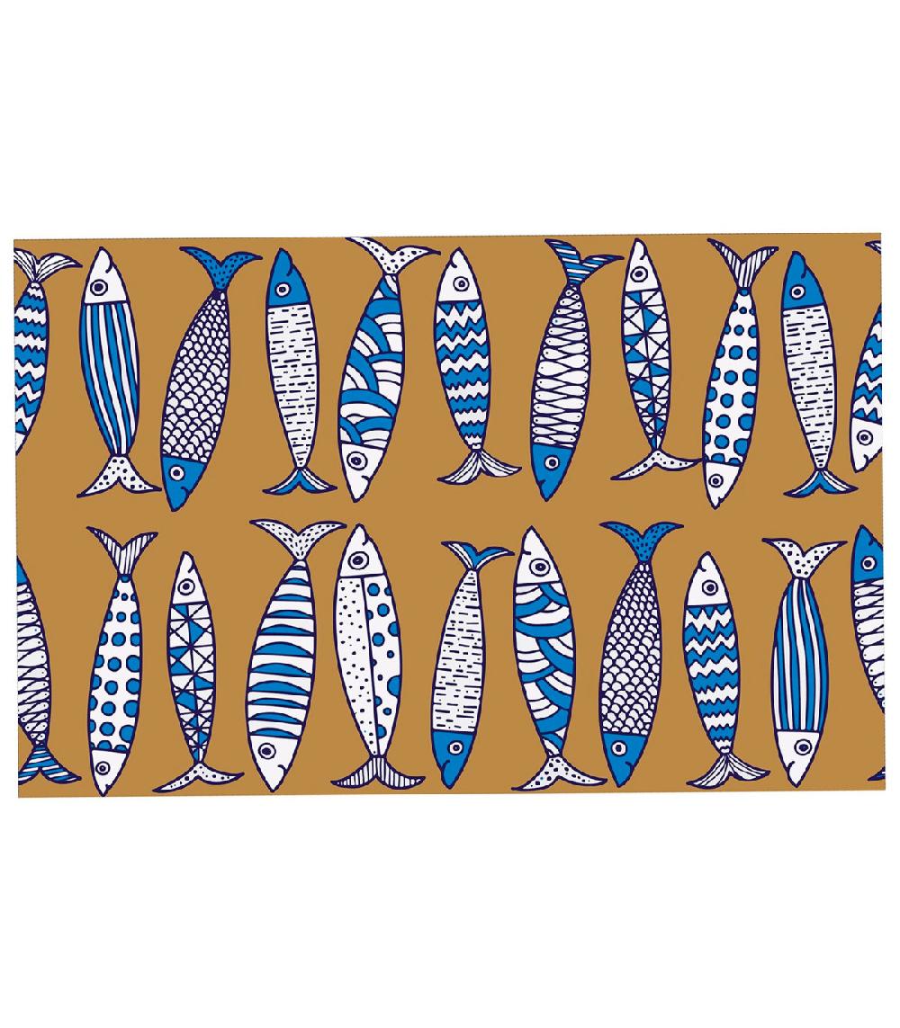wadiga Paillasson d'intérieur polyester motifs poissons 60x40x1cm