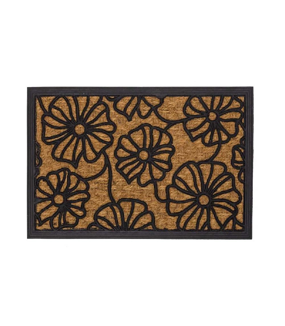 wadiga Paillasson en Caoutchouc et Coco Fleurs - 60x40cm