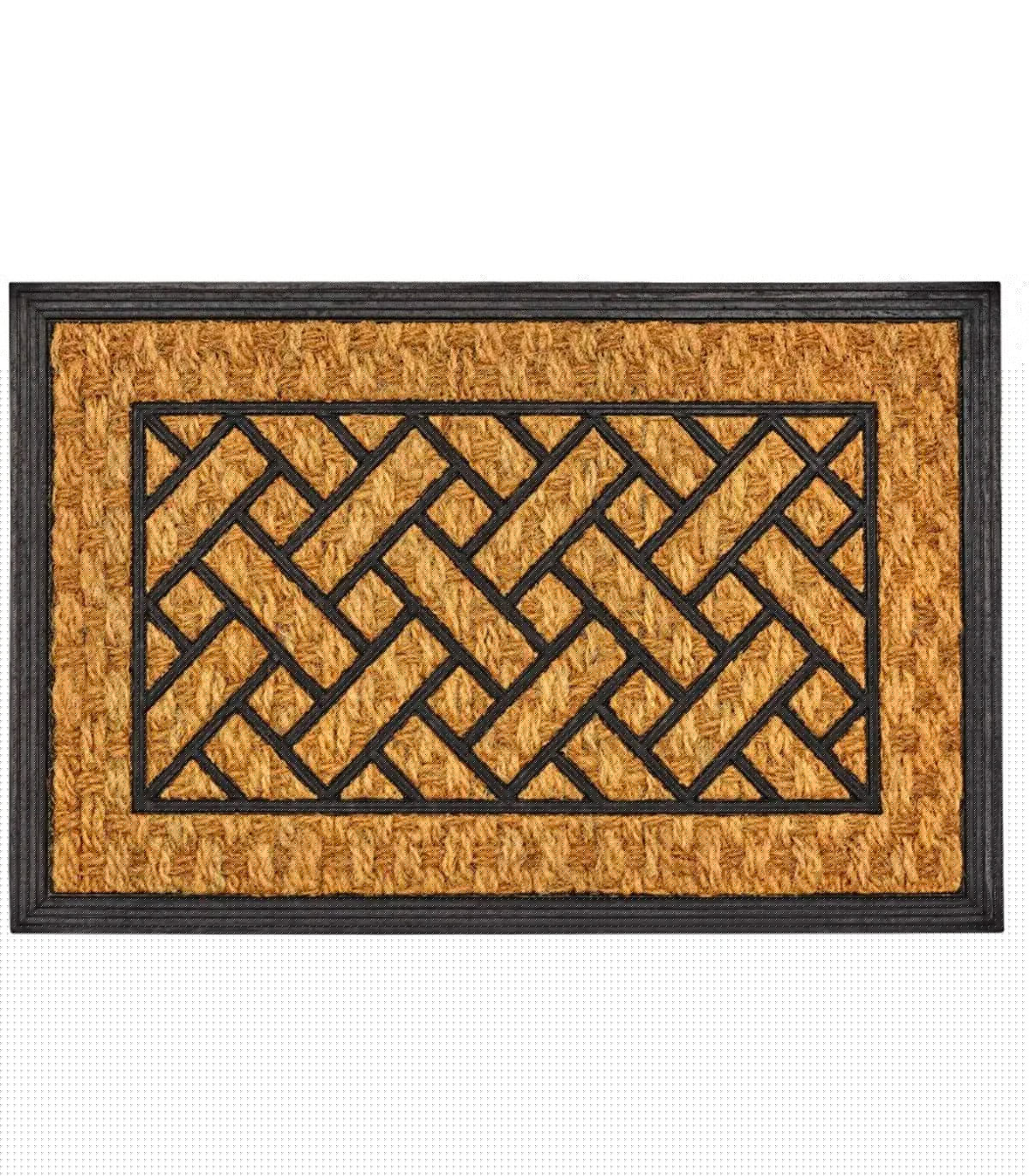 wadiga Paillasson en caoutchouc et fibres de coco imbrication 60x40cm
