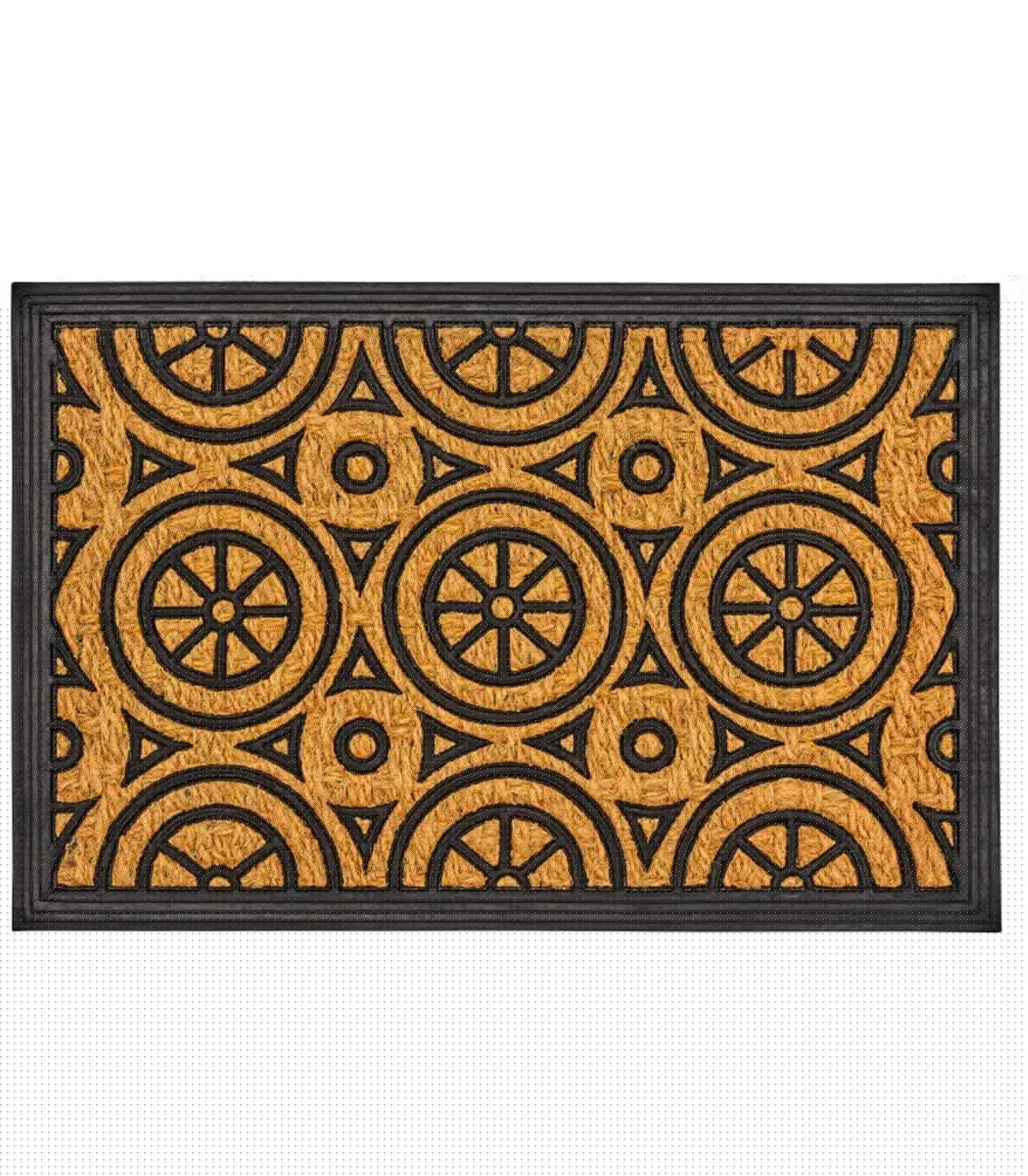 wadiga Paillasson en caoutchouc et fibres de coco ronds 60x40cm