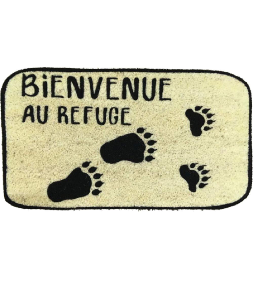 wadiga Paillasson en coco marron et noir bienvenue au refuge - 40x70cm
