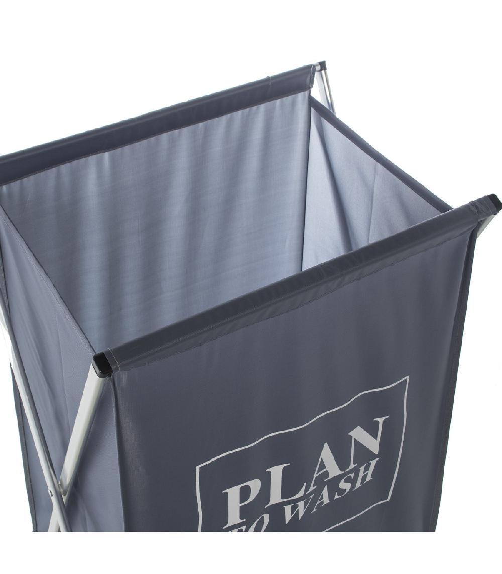 Wadiga Panier à Linge Aluminium Et Polyester Gris Plan To Wash - 45x32x71cm