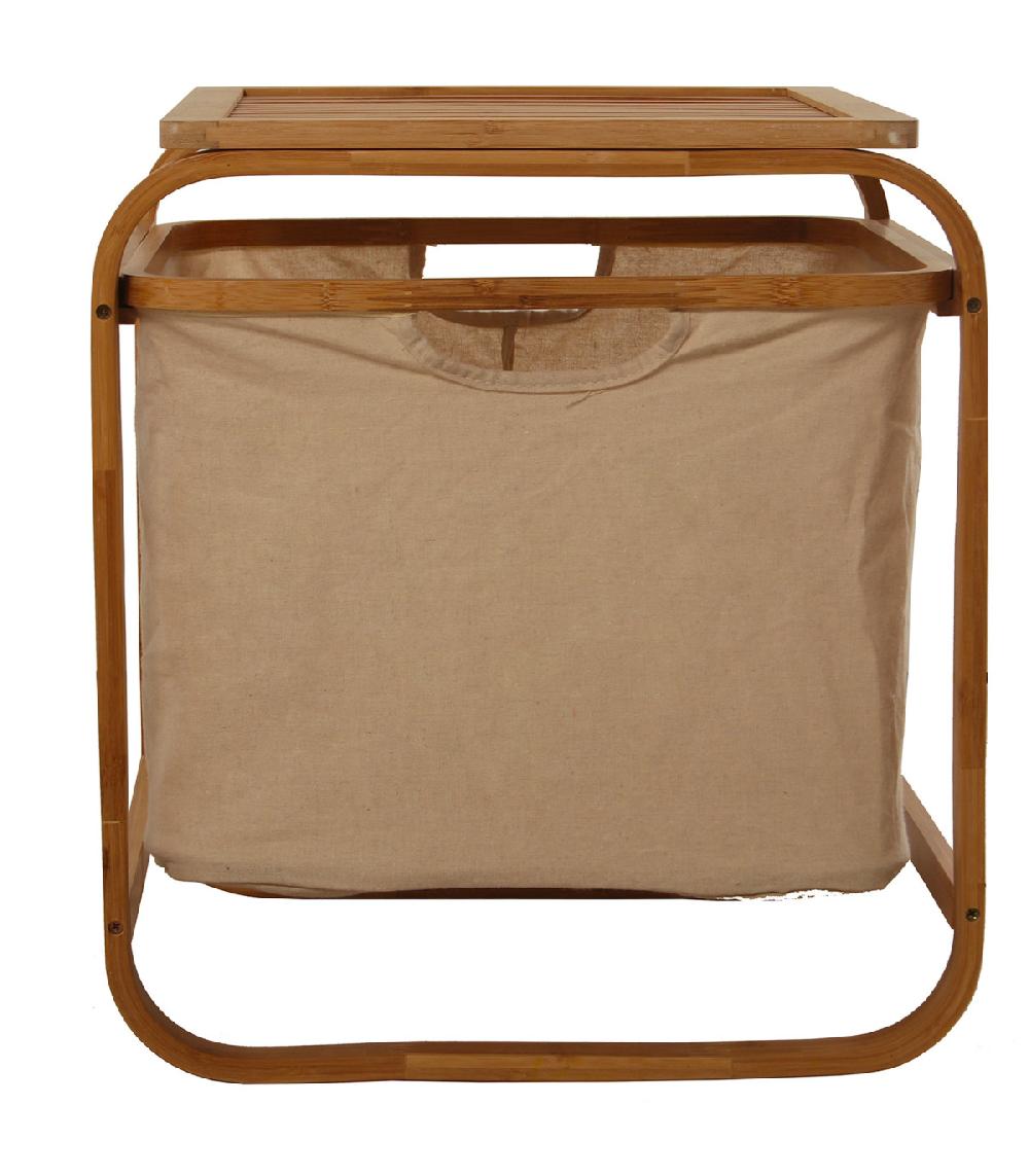 Wadiga Panier à Linge Bambou Et Lin écru 45x45x50cm