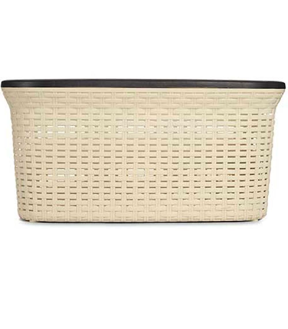 Wadiga Panier à Linge Buanderie Beige Et Noir 2 Poignées