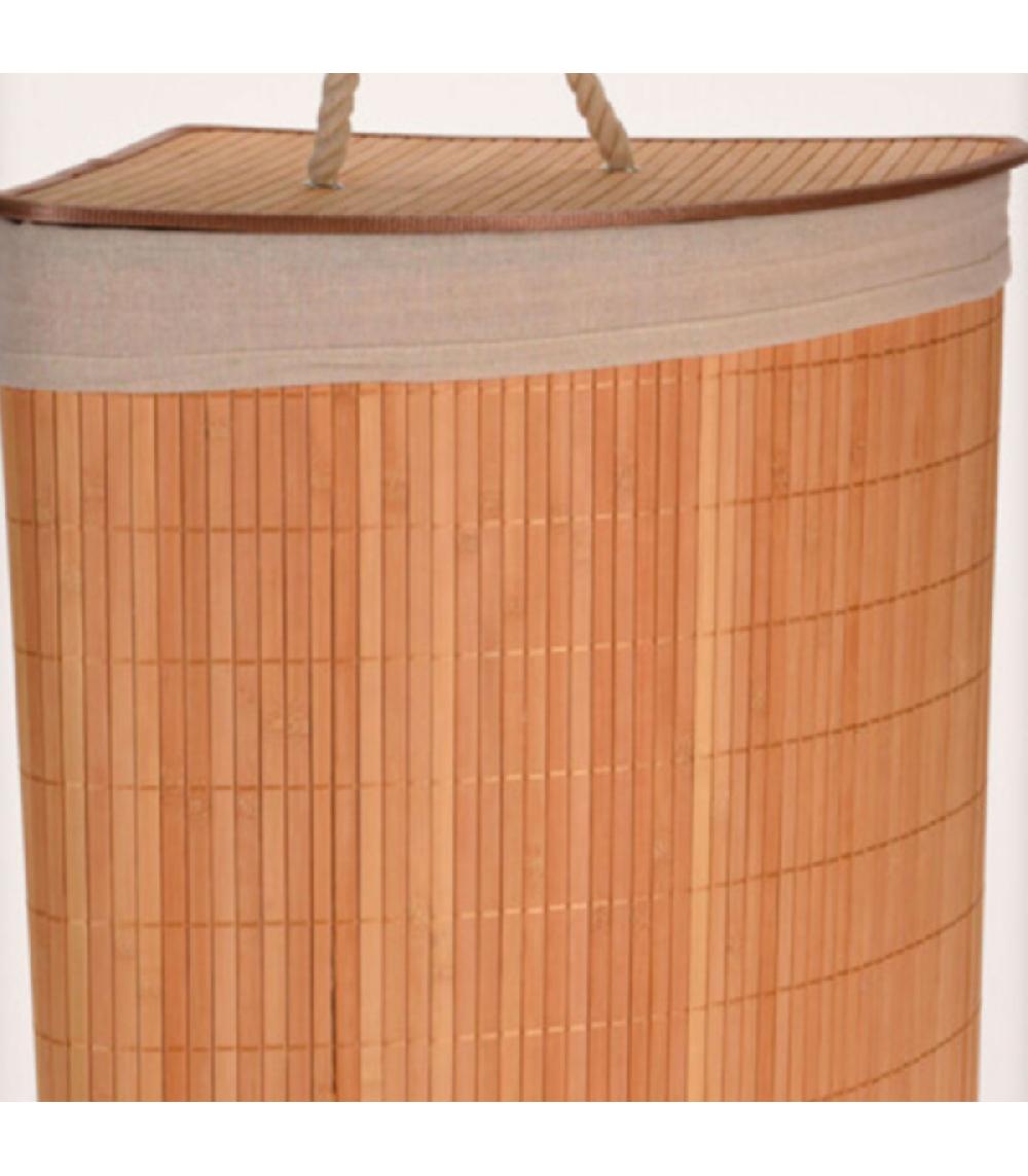 Wadiga Panier à Linge D'angle En Bambou Et Intérieur Amovible En Coton