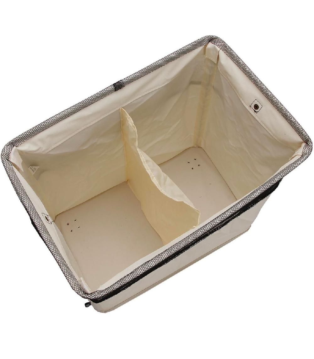 Wadiga Panier à Linge Double Compartiment En Tissu Beige 58x35x54.5cm