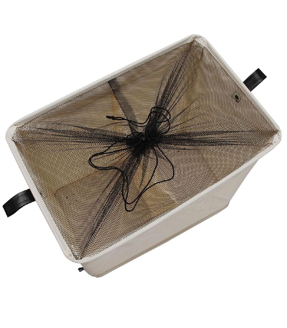 Wadiga Panier à Linge Double Compartiment En Tissu Beige 58x35x54.5cm