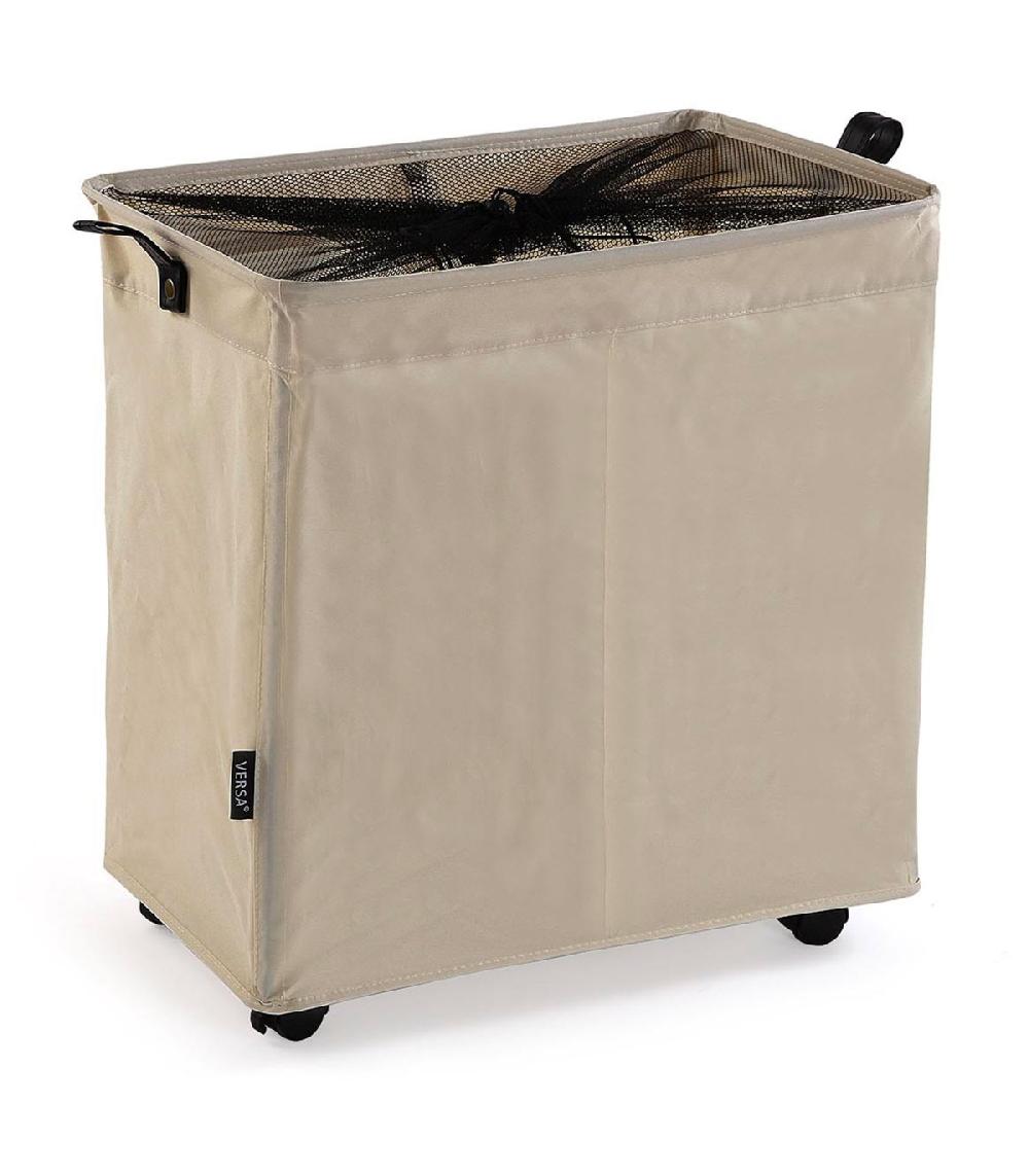 wadiga Panier à linge double compartiment en tissu beige 58x35x54.5cm