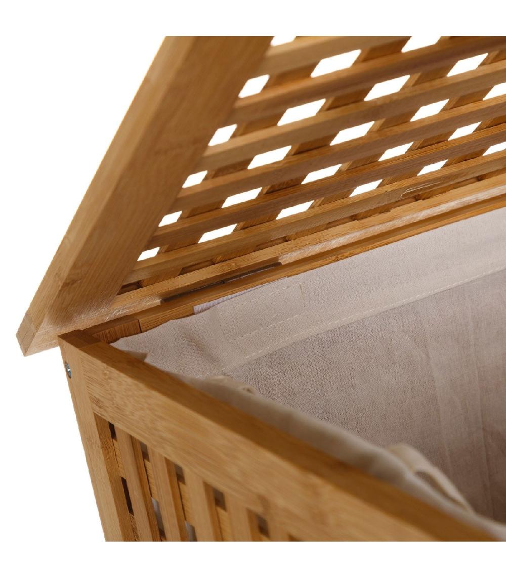 Wadiga Panier à Linge En Bambou Avec Sac Intérieur Amovible