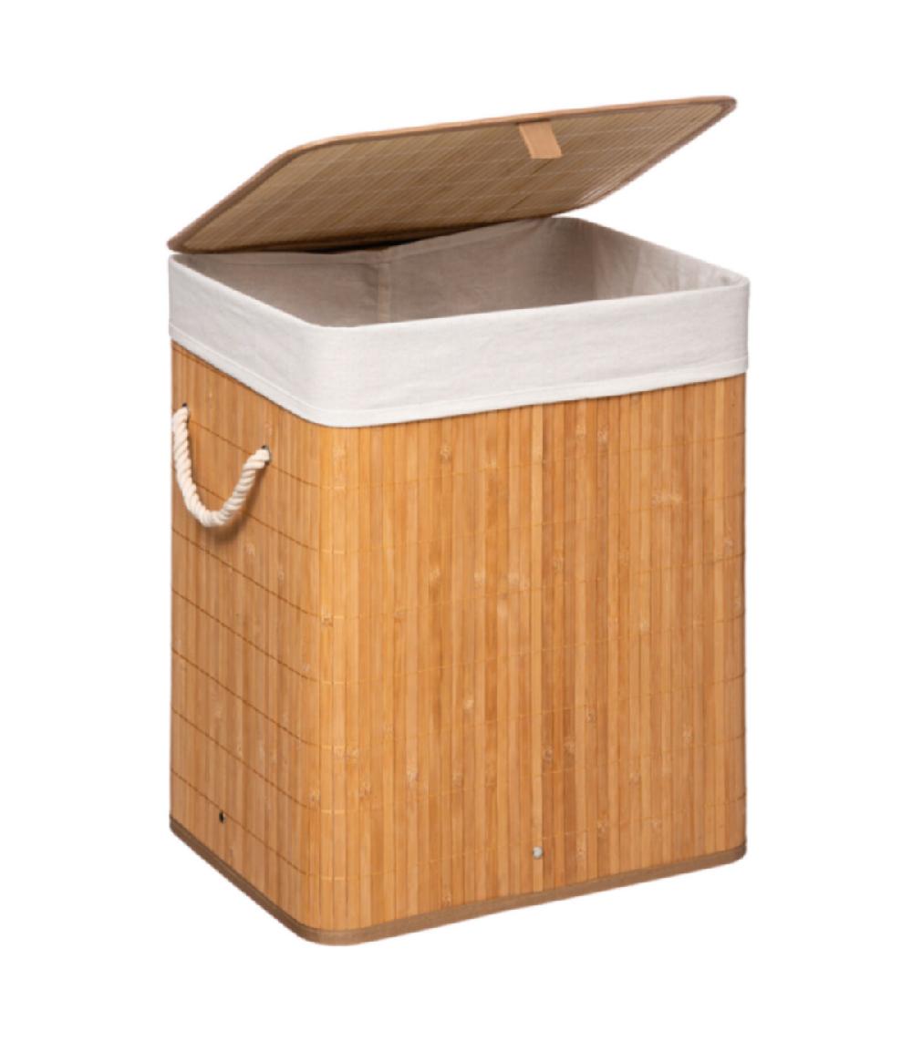 Wadiga Panier à Linge En Bambou Et Intérieur Amovible En Tissu - 60L