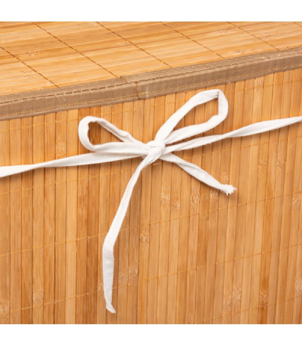 Wadiga Panier à Linge En Bambou Et Intérieur Amovible En Tissu - 60L