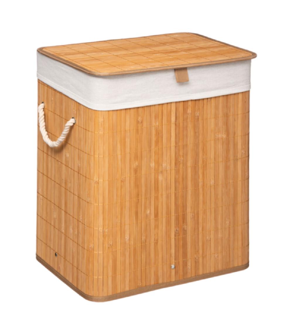 wadiga Panier à linge en bambou et intérieur amovible en tissu - 60L