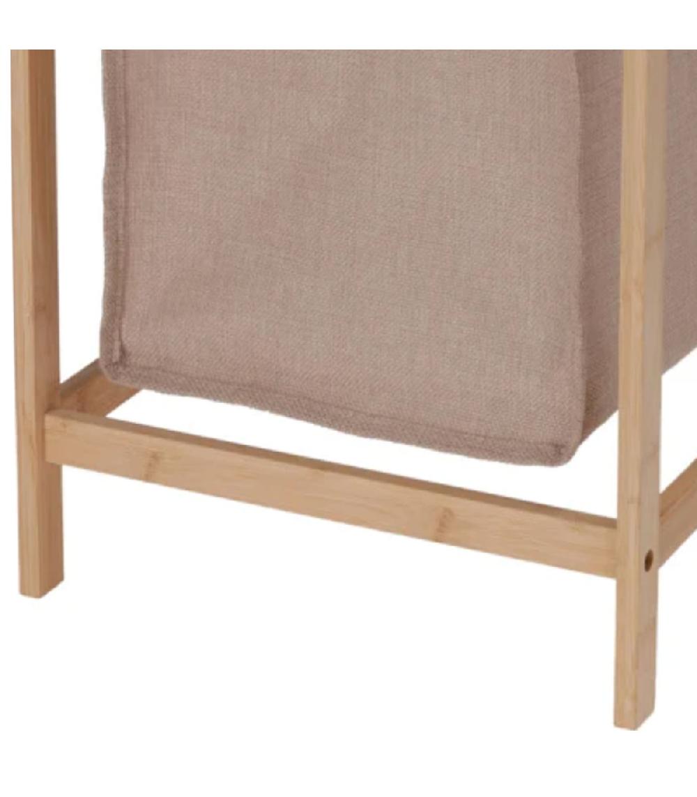 Wadiga Panier à Linge En Bambou Et Tissu Beige 33x33x73cm