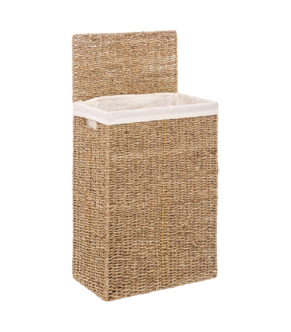 Wadiga Panier à Linge En Osier Tressé Et Intérieur Amovible En Tissu - 40L