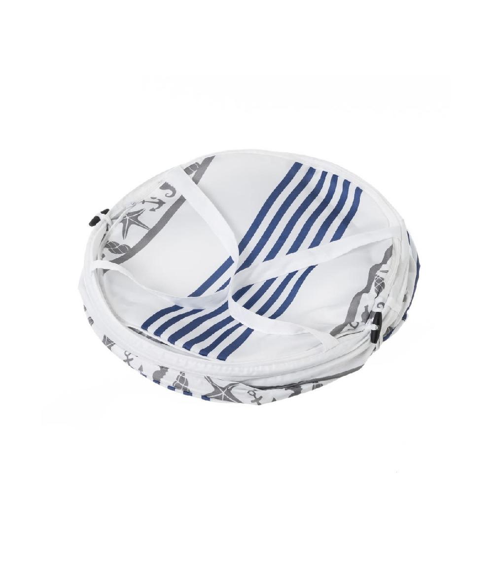 Wadiga Panier à Linge En Polyester Bleu Et Blanc Coquillages