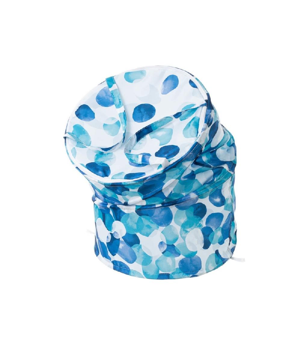 Wadiga Panier à Linge En Polyester Bleu Et Blanc Pétales