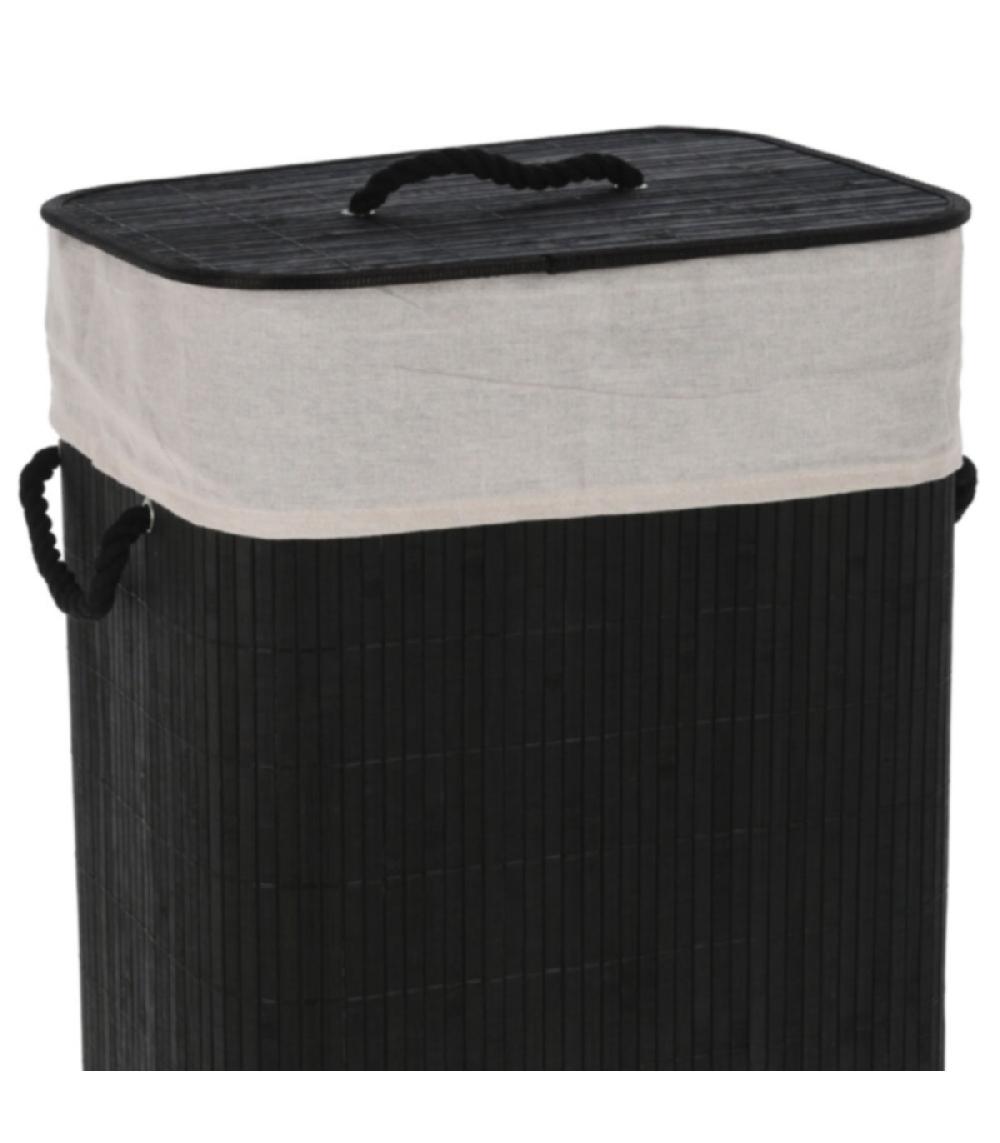 Wadiga Panier à Linge Noir En Bambou Et Intérieur Amovible En Coton