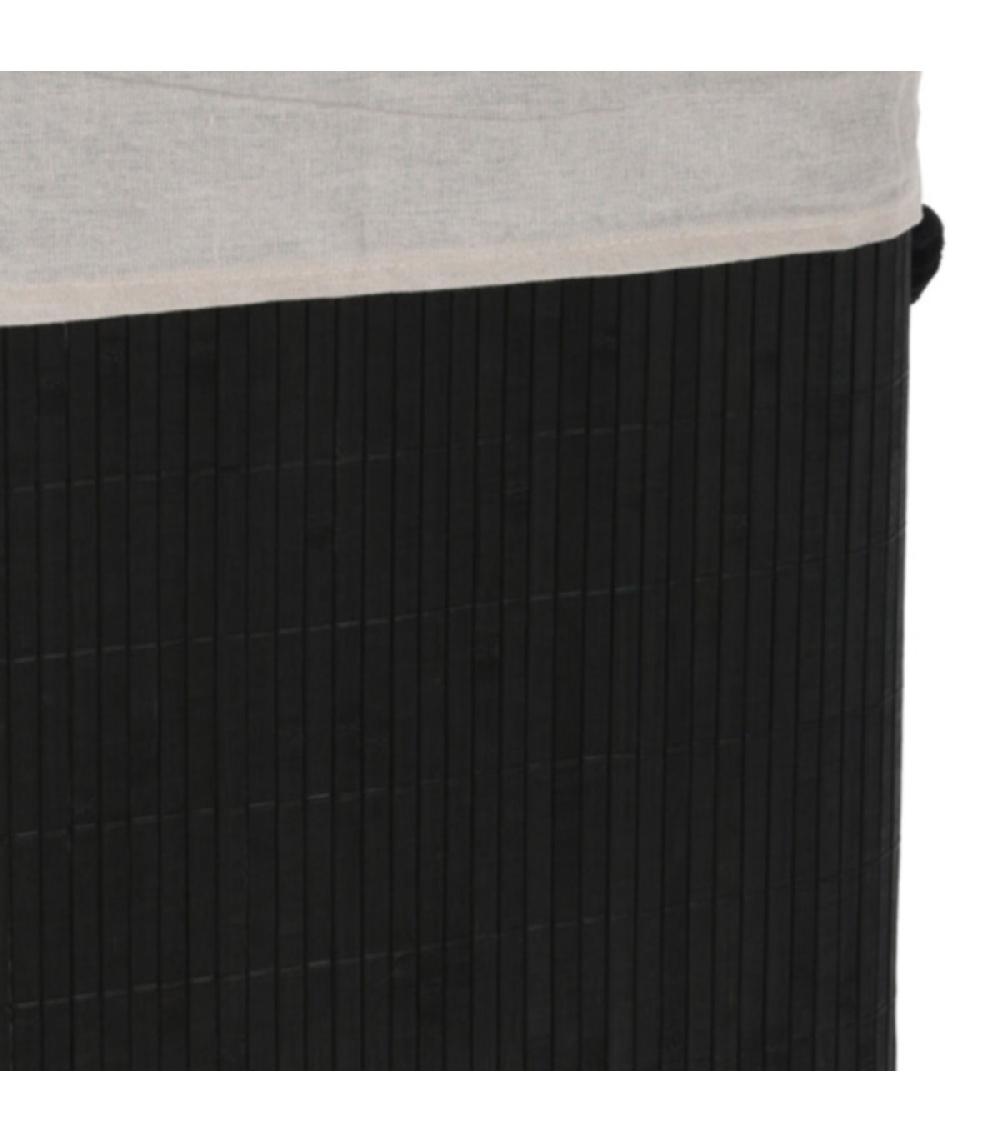 Wadiga Panier à Linge Noir En Bambou Et Intérieur Amovible En Coton