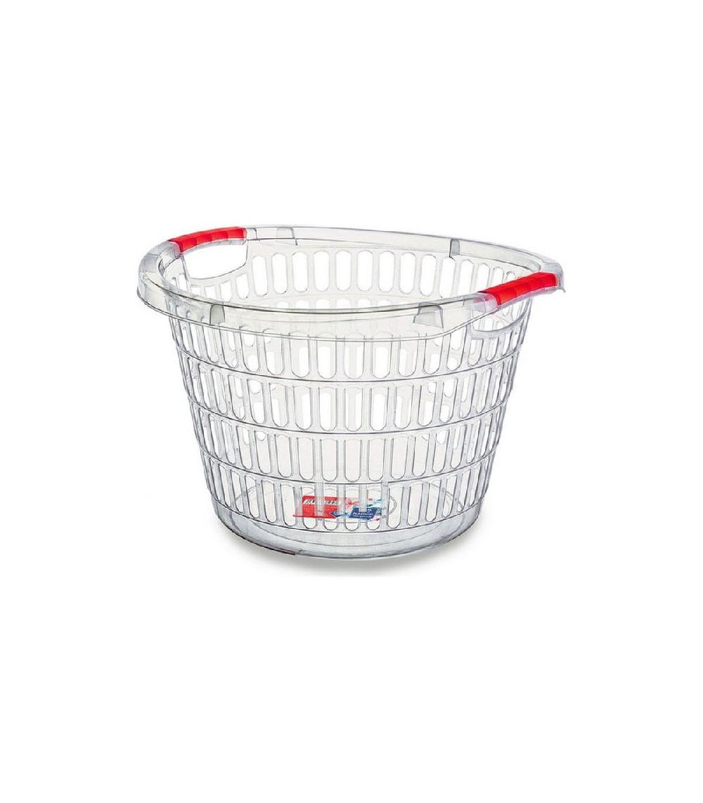 wadiga Panier à Linge Rond à Porter Buanderie Plastique Transparent