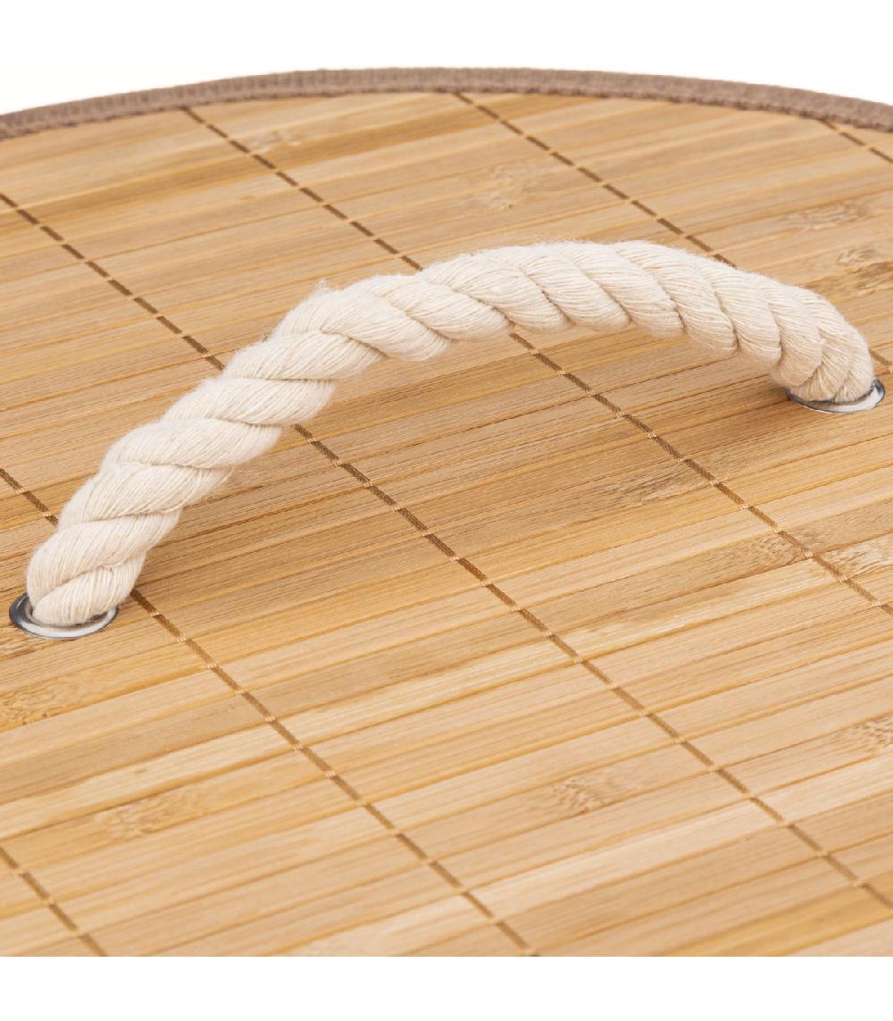 Wadiga Panier à Linge Rond En Bambou Et Intérieur Amovible En Tissu - 48L