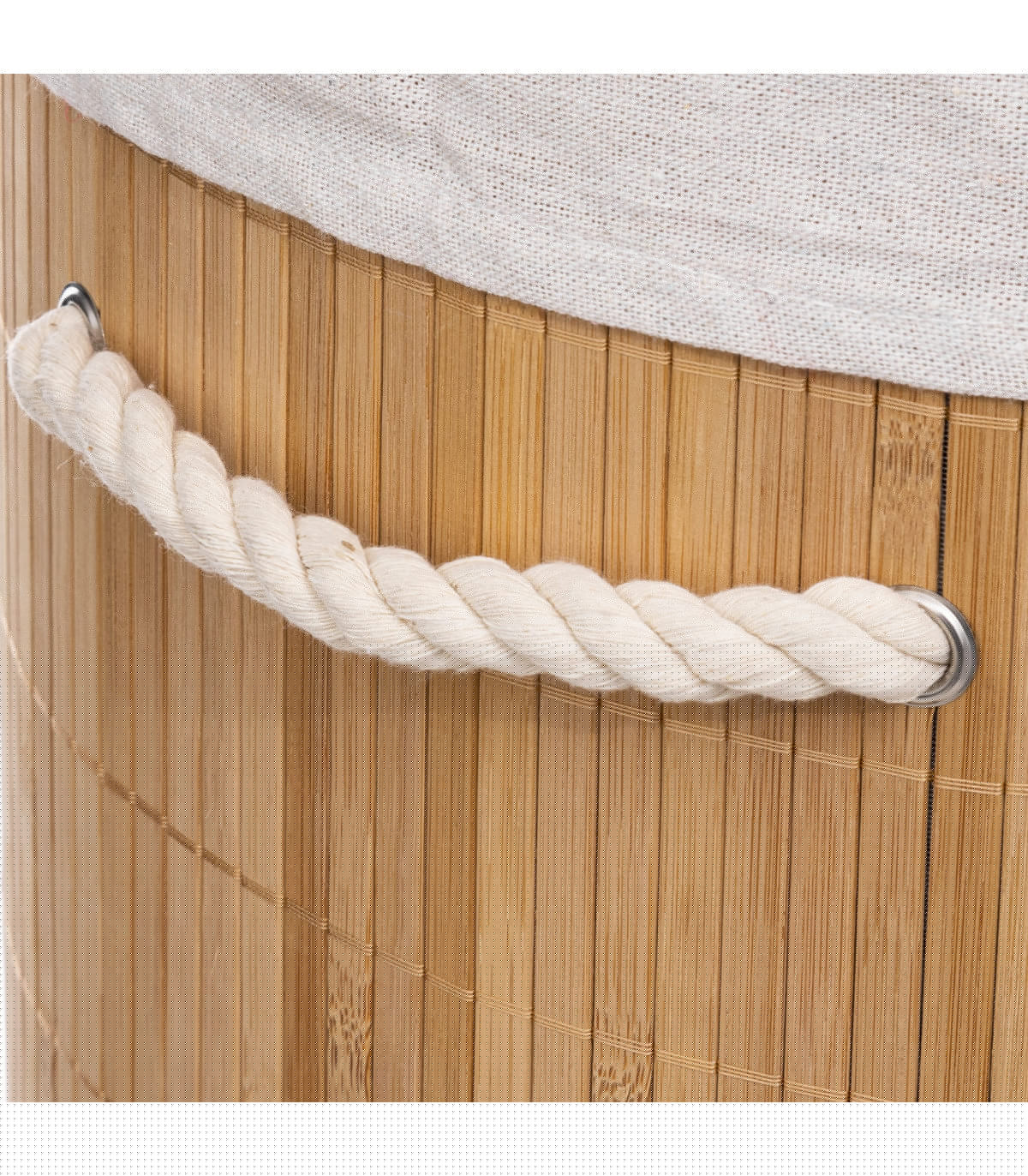 Wadiga Panier à Linge Rond En Bambou Et Intérieur Amovible En Tissu - 48L