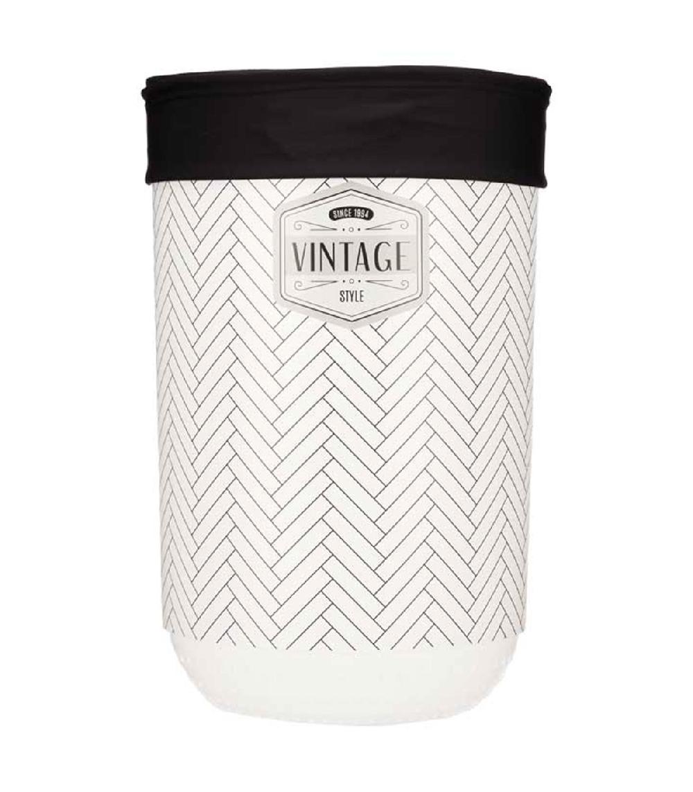 Wadiga Panier à Linge Rond En Plastique Avec Fermeture Coulissante 34x34x52.5cm