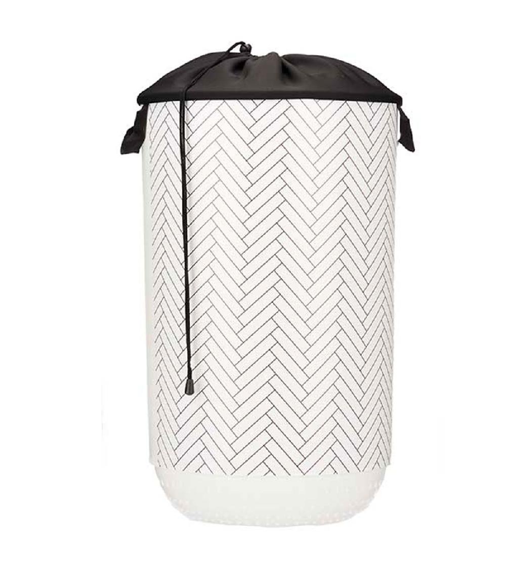 Wadiga Panier à Linge Rond En Plastique Avec Fermeture Coulissante 34x34x52.5cm