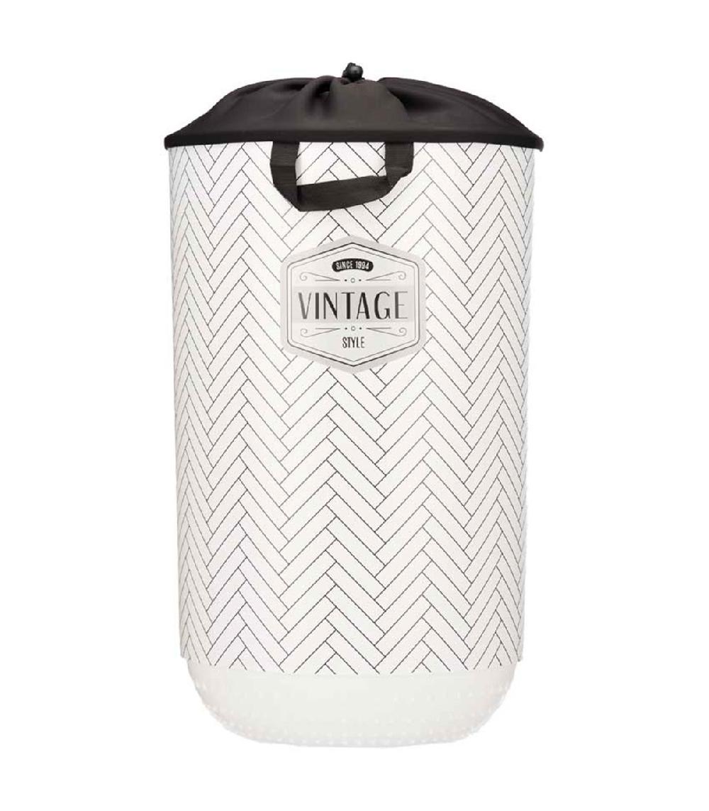 wadiga Panier à linge rond en plastique avec fermeture coulissante 34x34x52.5cm