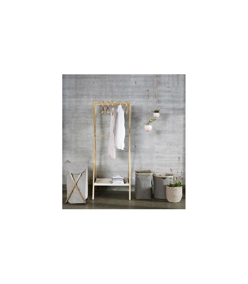 Wadiga Panier à Linge Tissu Gris Et Structure En Bambou