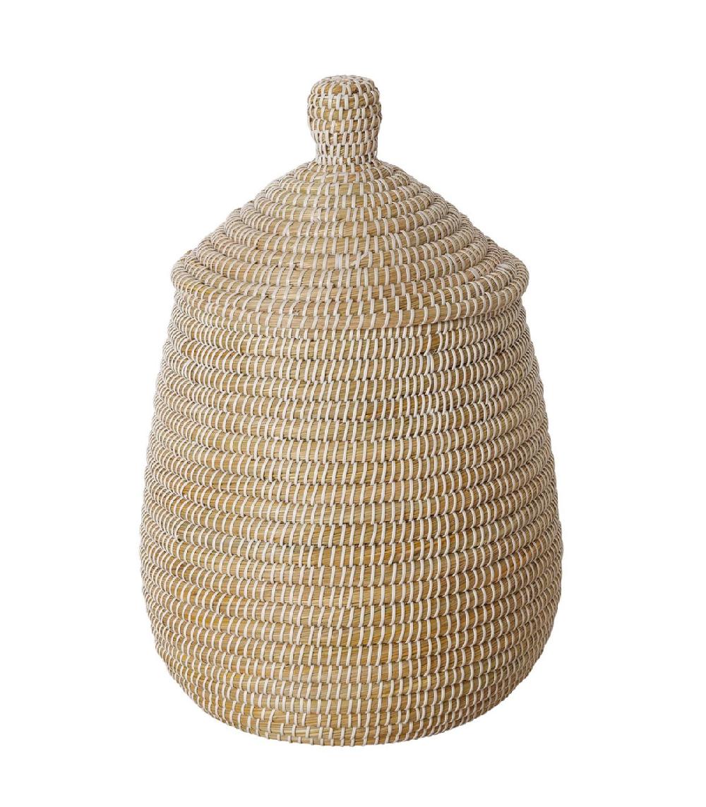 wadiga Panier à linge tressé en jacinthe d'eau rond
