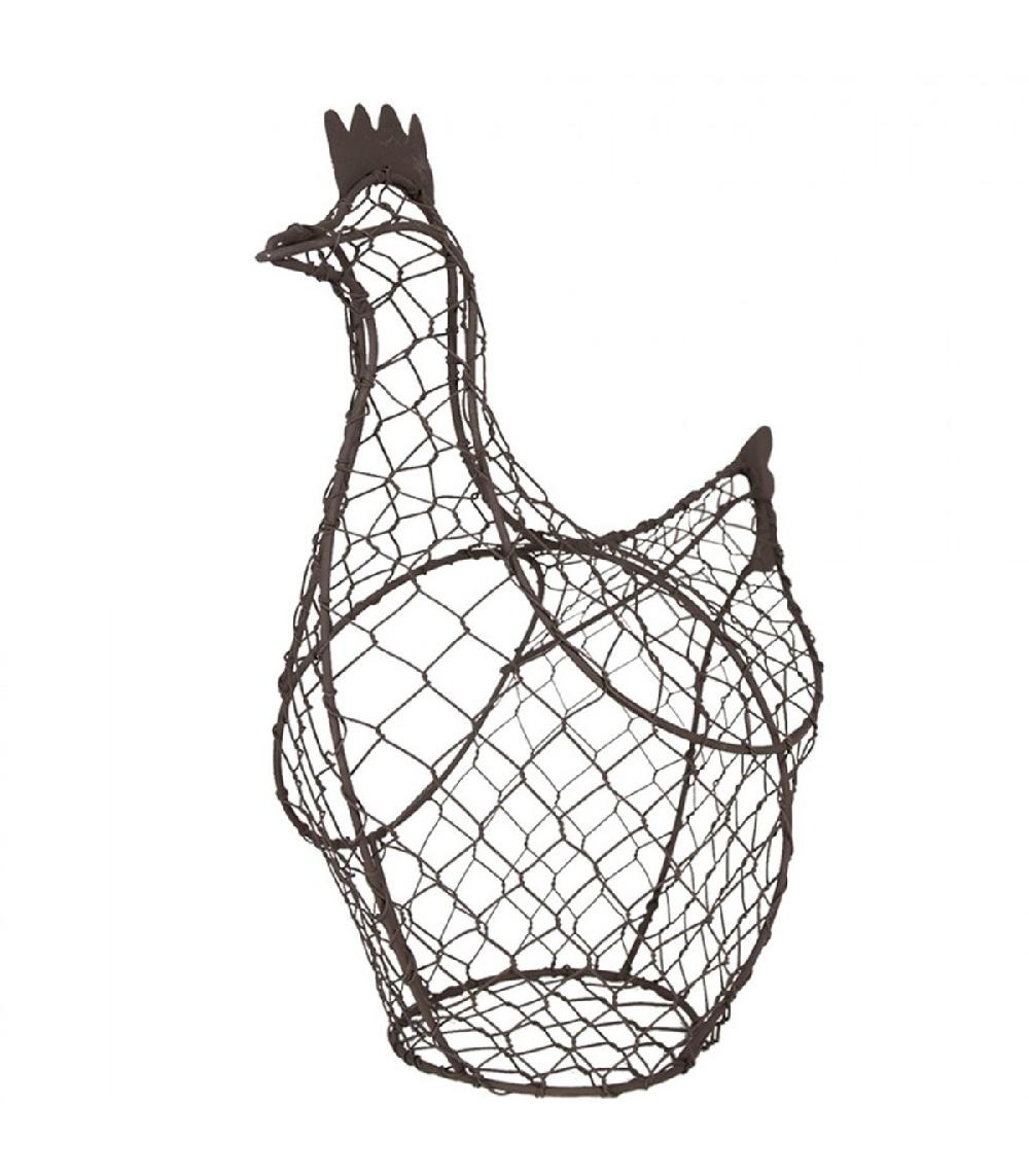 Wadiga Panier à Oeufs Poule En Fer Marron 30x12x25cm
