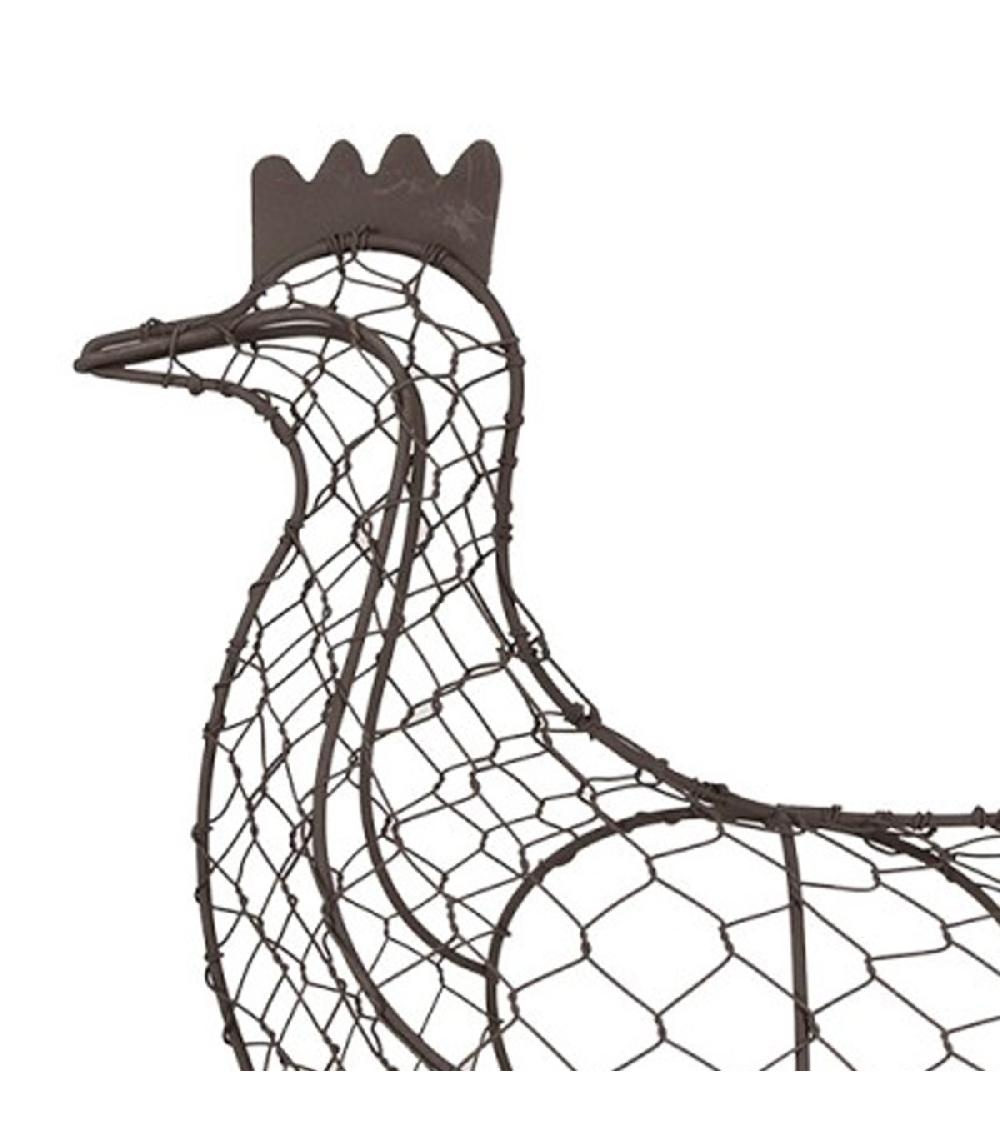 Wadiga Panier à Oeufs Poule En Fer Marron 30x12x25cm