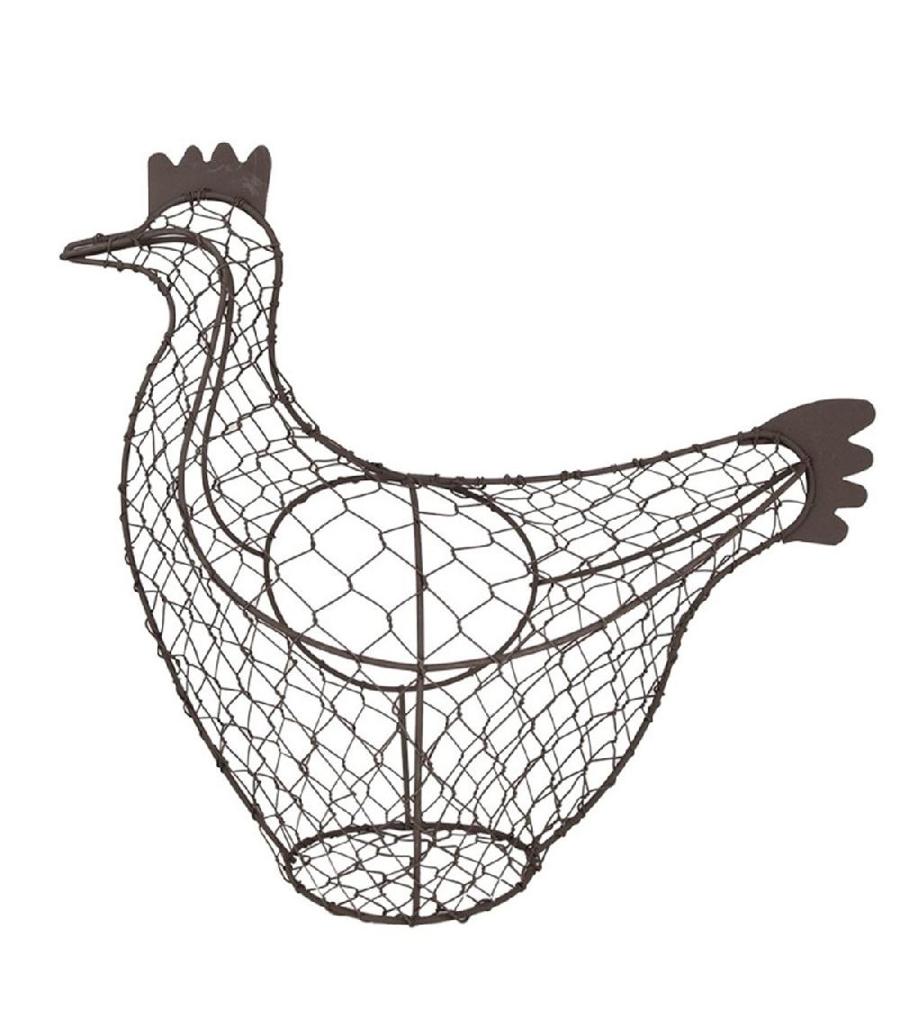 wadiga Panier à oeufs poule en fer marron 30x12x25cm