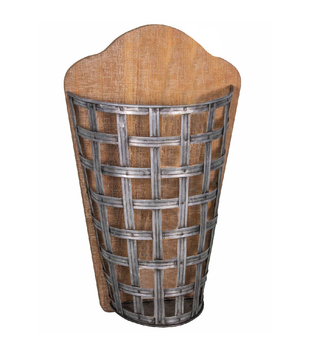 wadiga Panier à pain mural effet bois et zinc 29.5x13.5x48cm