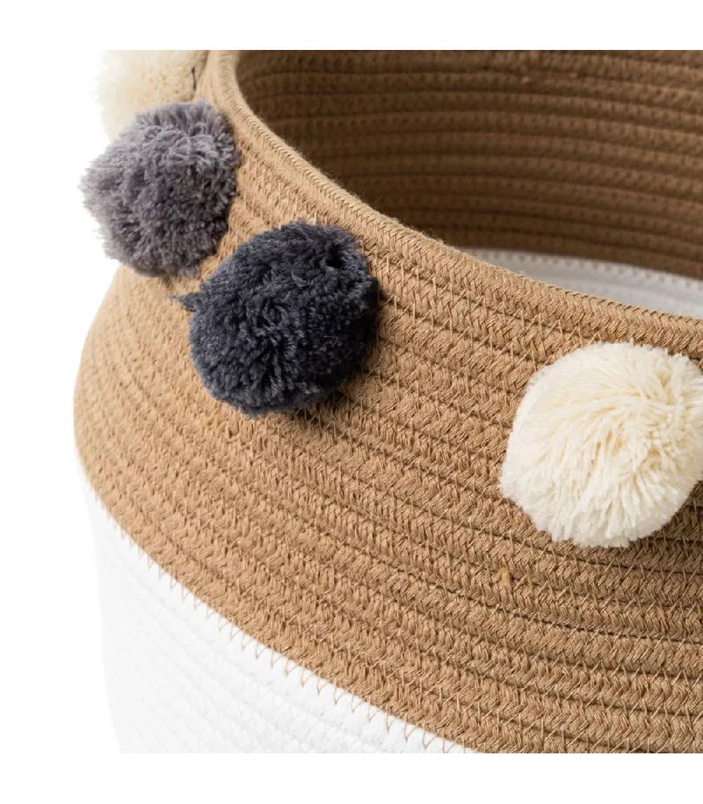 Wadiga Panier De Rangement Chambre Enfant Tressé Avec Pompoms